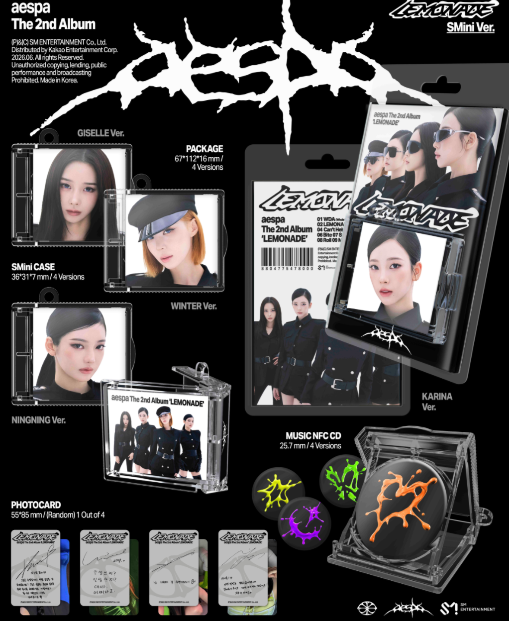 AESPA 2ND ALBUM [LEMONADE] (SMINI VER.) (SMART ALBUM)