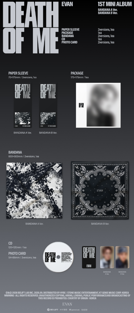 EVAN 1ST MINI ALBUM DEATH OF ME (BANDANA VER.)