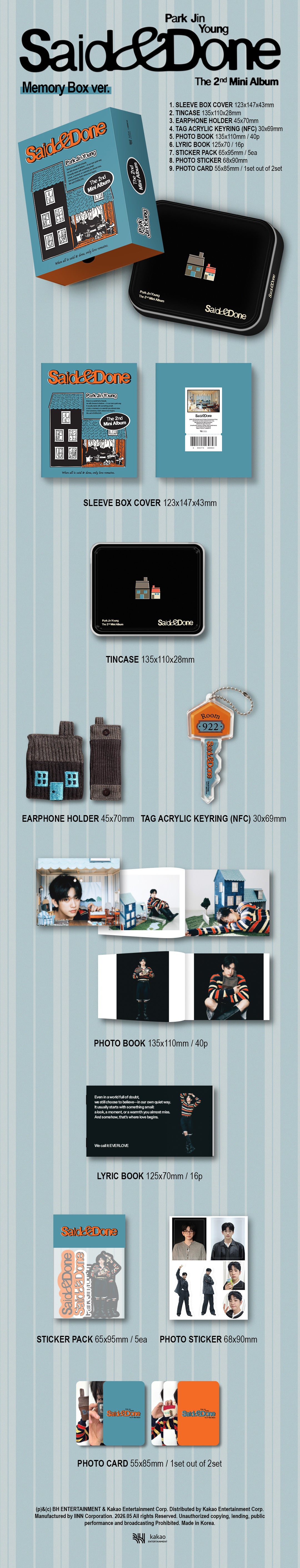 朴珍榮 PARK JINYOUNG 2ND MINI ALBUM [SAID & DONE] (MEMORY BOX VER.)