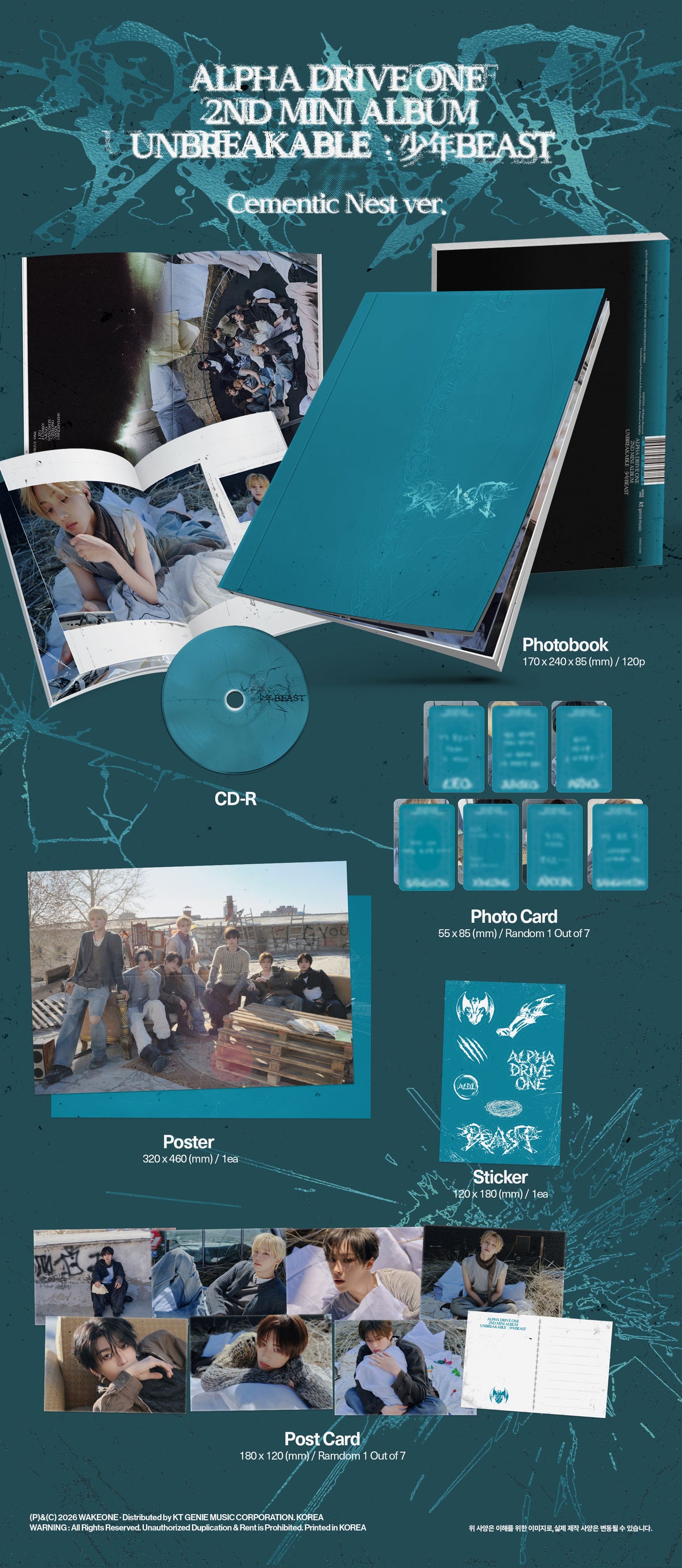 ALPHA DRIVE ONE 2ND MINI ALBUM [UNBREAKABLE : 少年BEAST] (CEMENTIC NEST VER.)
