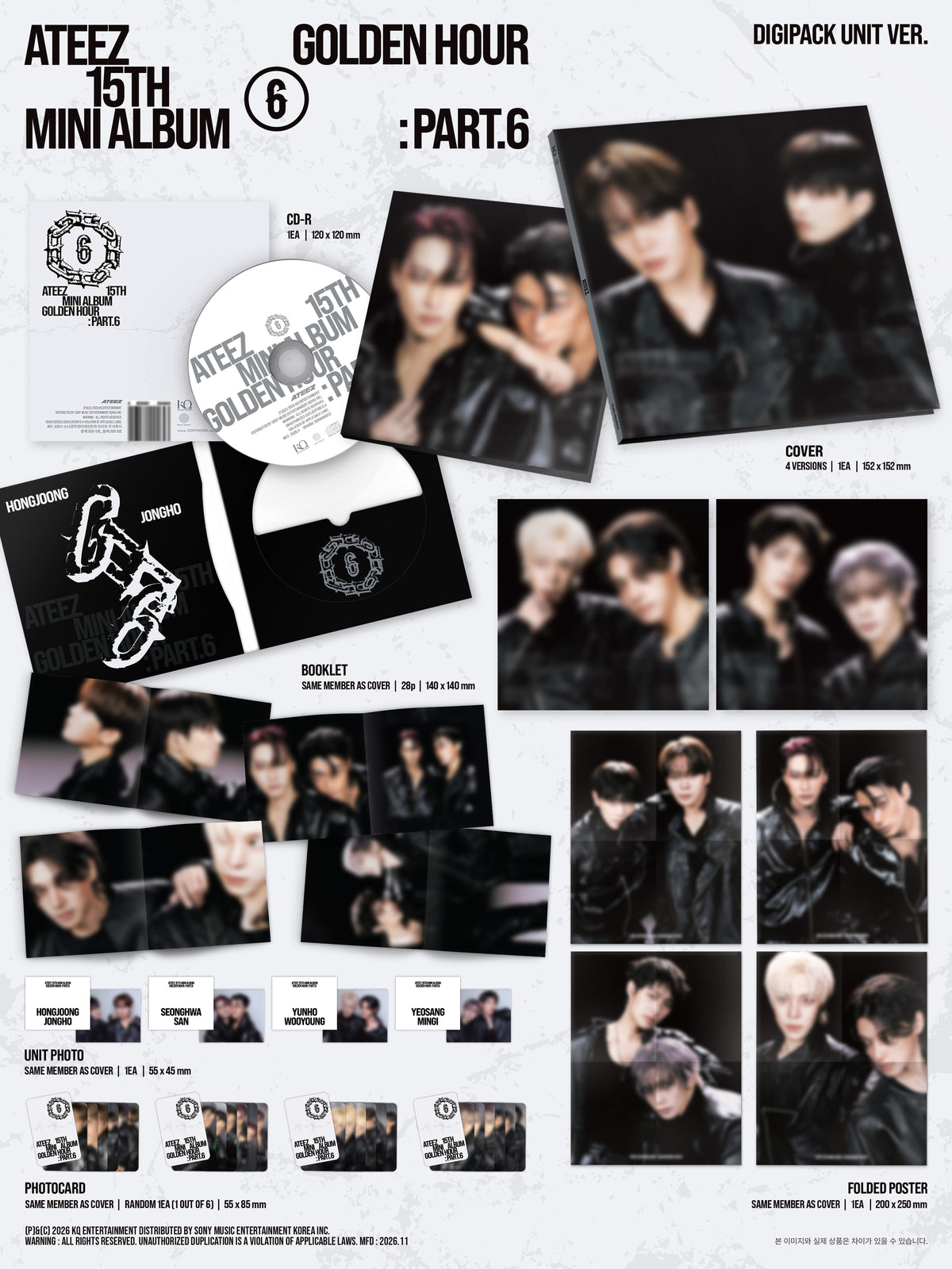 ATEEZ 15TH MINI ALBUM [GOLDEN HOUR : PART.6] (DIGIPACK UNIT VER.)