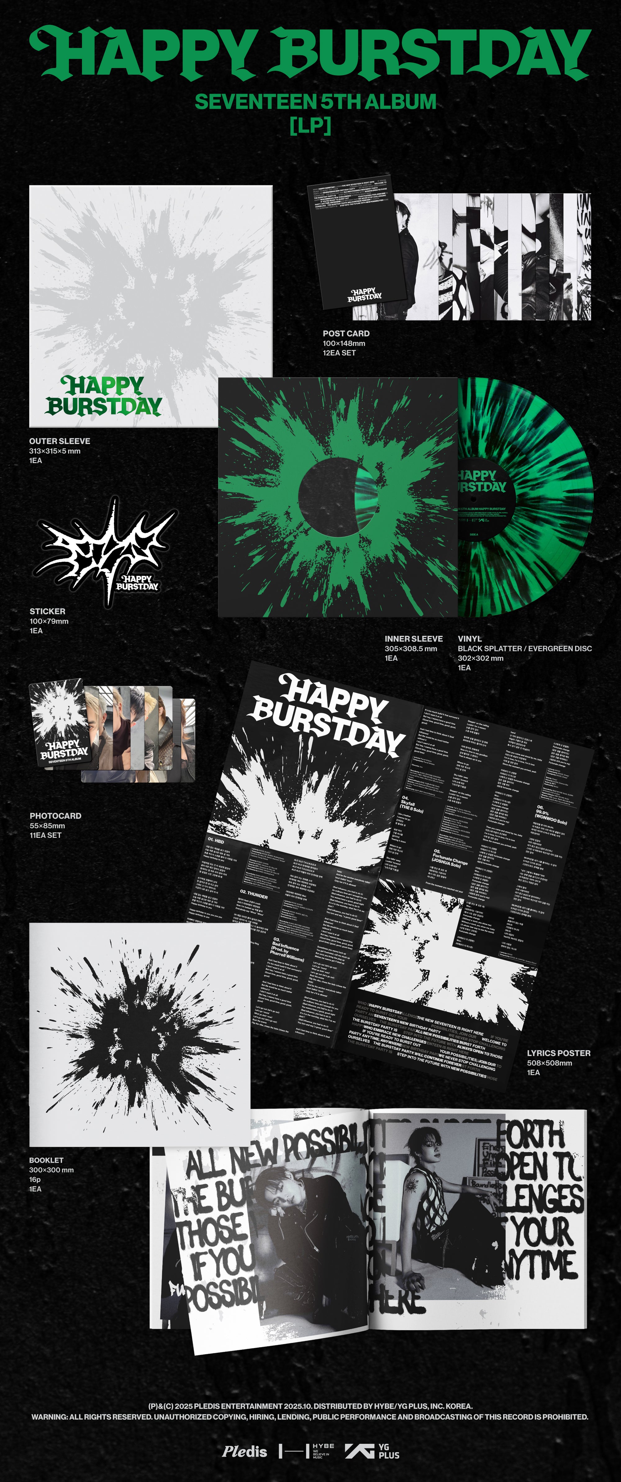 SEVENTEEN [HAPPY BURSTDAY] (BLACK SPLATTER & EVERGREEN COLOR LP)