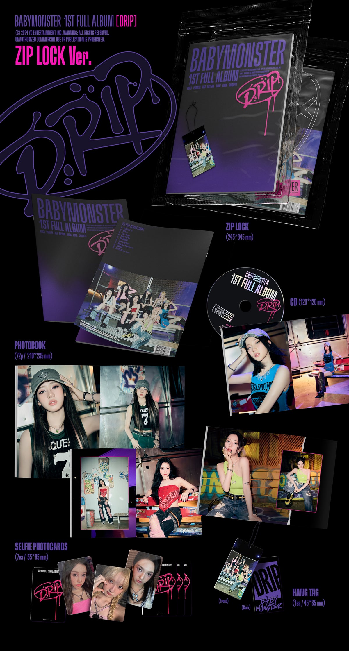 BABYMONSTER 1ST FULL ALBUM [DRIP] (ZIP LOCK / BINDER VER.)
