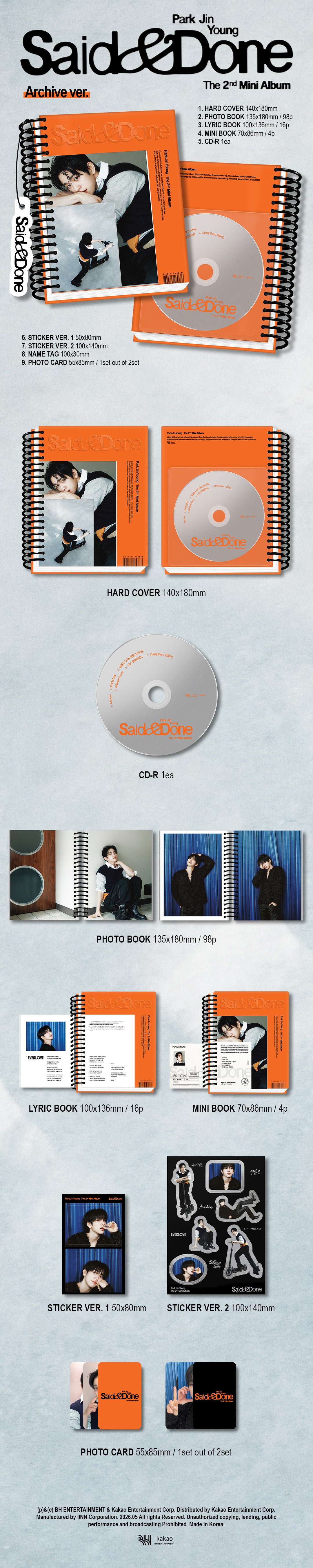 朴珍榮 PARK JINYOUNG 2ND MINI ALBUM [SAID & DONE] (ARCHIVE VER.)