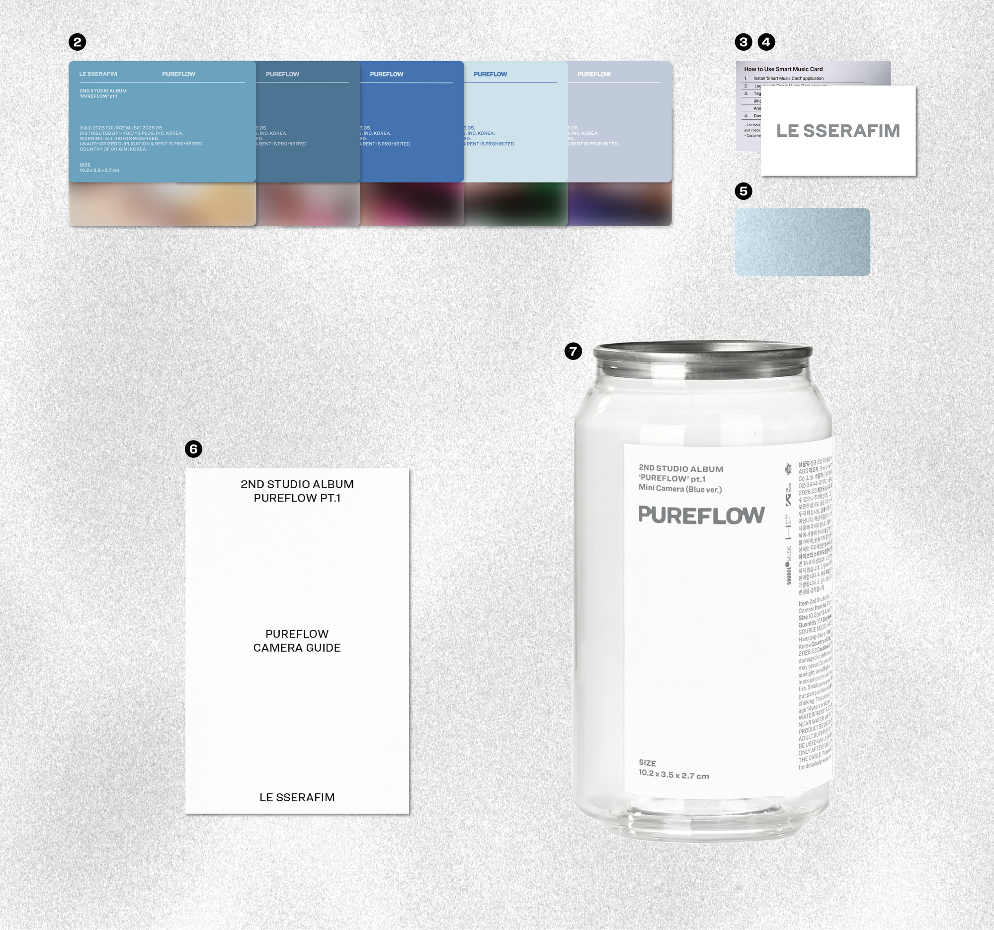 LE SSERAFIM 2ND STUDIO ALBUM ‘PUREFLOW’ PT.1 (MINI CAMERA VER.) (BLUE VER.)
