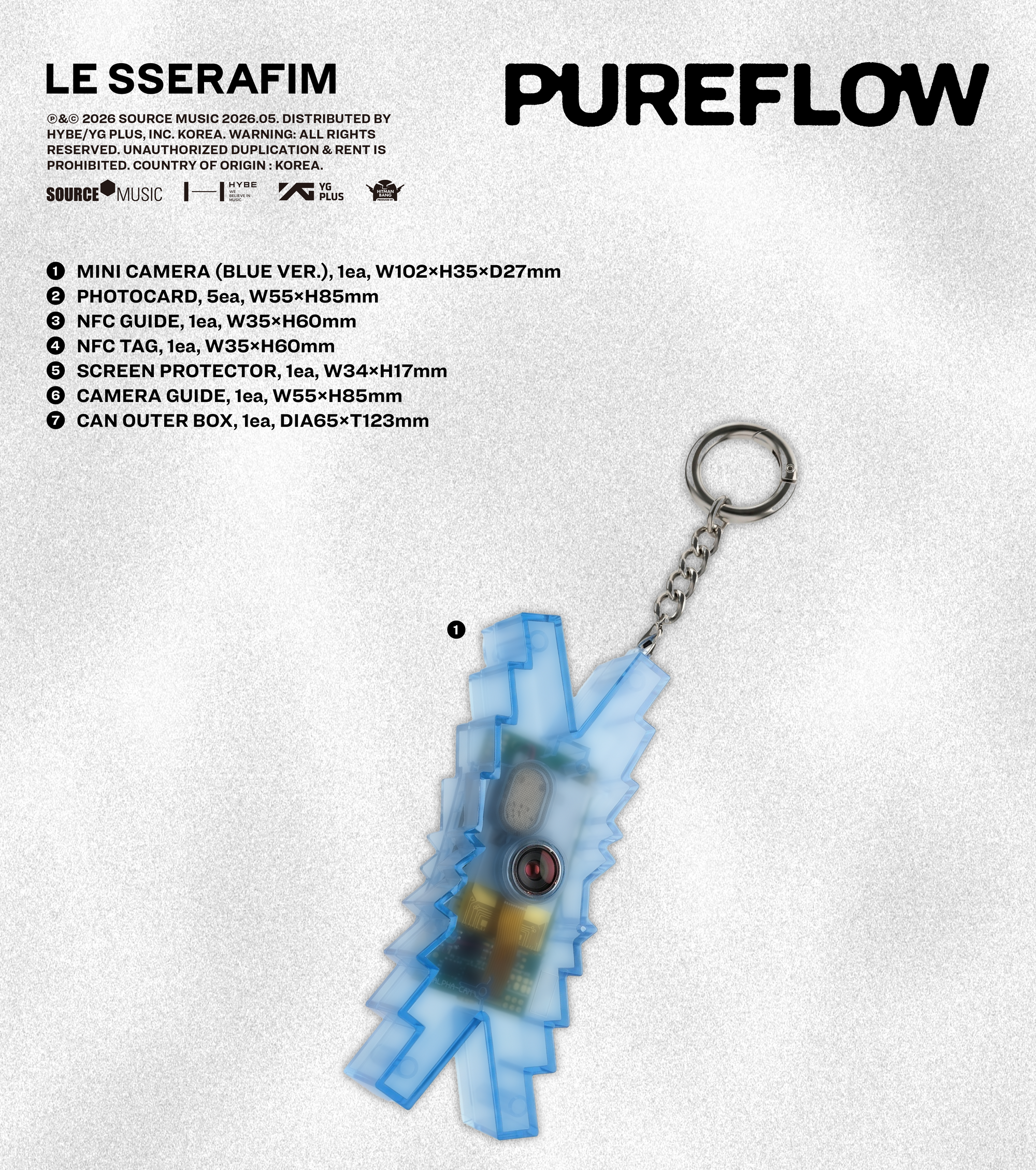 LE SSERAFIM 2ND STUDIO ALBUM ‘PUREFLOW’ PT.1 (MINI CAMERA VER.) (BLUE VER.)