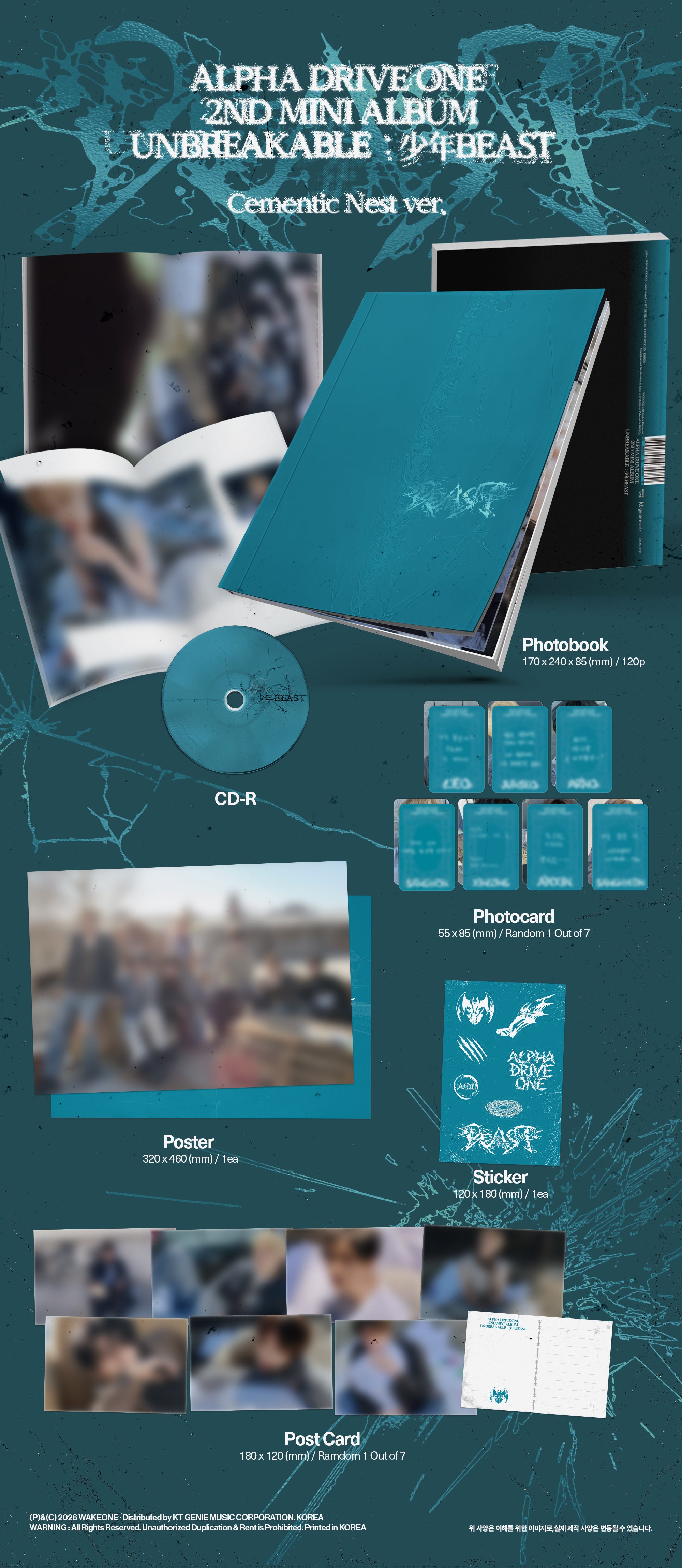 ALPHA DRIVE ONE 2ND MINI ALBUM [UNBREAKABLE : 少年BEAST] (CEMENTIC NEST VER.)
