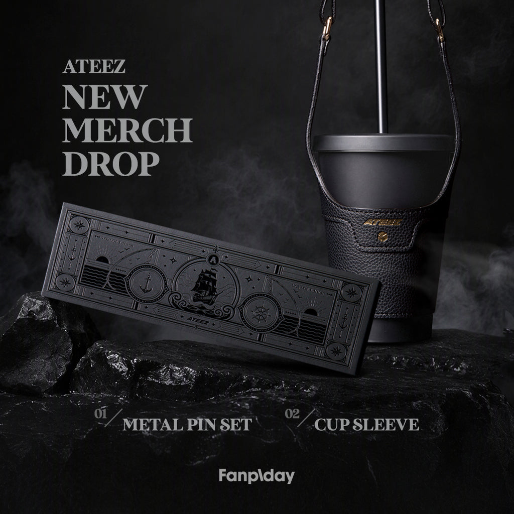 ATEEZ X FANPLDAY NEW MERCH METAL PIN SET - YOYAGE EDITION CUP SLEEVE