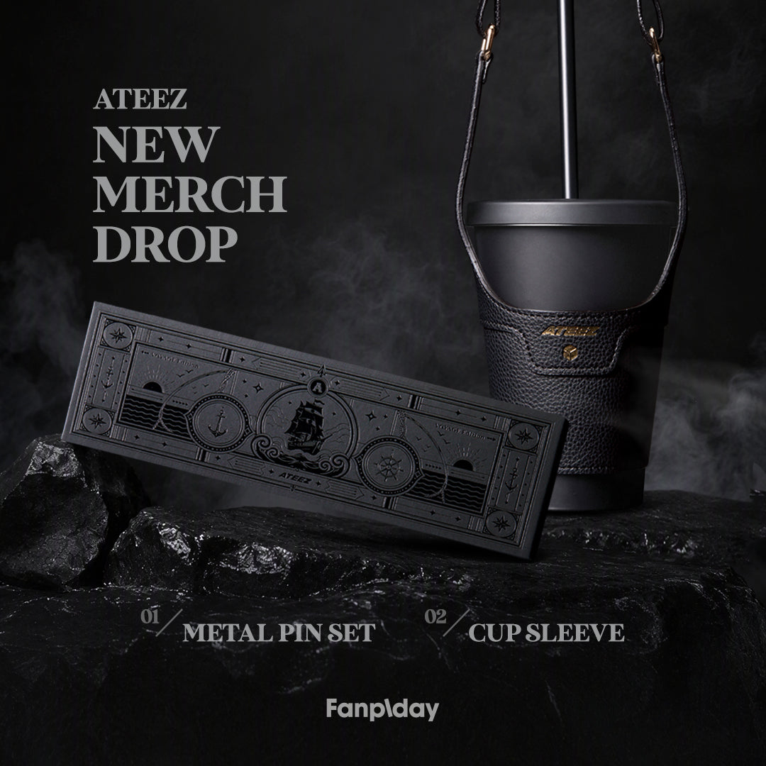 ATEEZ X FANPLDAY NEW MERCH METAL PIN SET - YOYAGE EDITION CUP SLEEVE