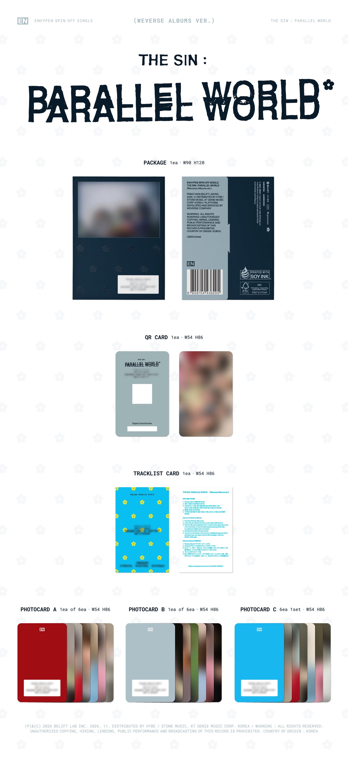 ENHYPEN SPIN-OFF SINGLE [THE SIN : PARALLEL WORLD] (WEVERSE ALBUMS VER.)