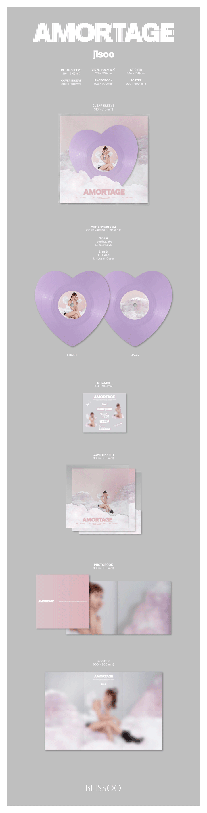 BLACKPINK JISOO MINI ALBUM [AMORTAGE] (VINYL VER.) (HEART / PINK VER.)