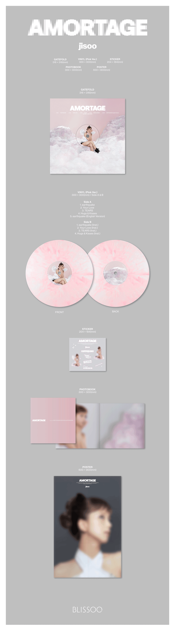 BLACKPINK JISOO MINI ALBUM [AMORTAGE] (VINYL VER.) (HEART / PINK VER.)