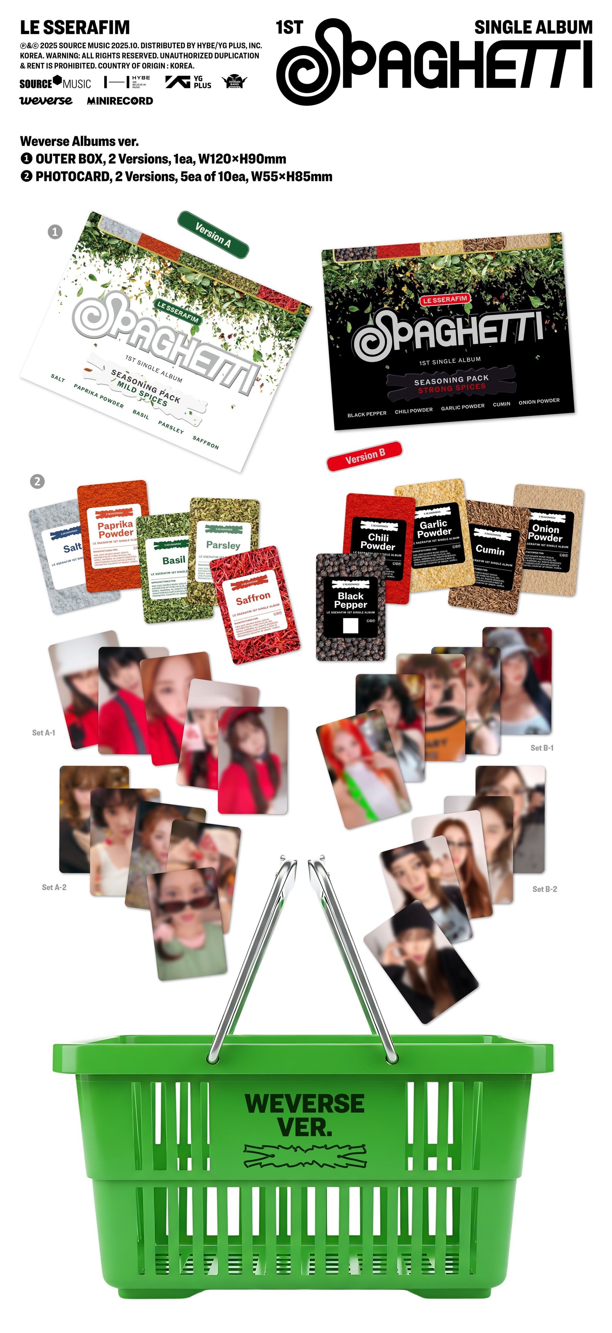 LE SSERAFIM 1ST SINGLE ALBUM [SPAGHETTI] (WEVERSE ALBUMS VER.)