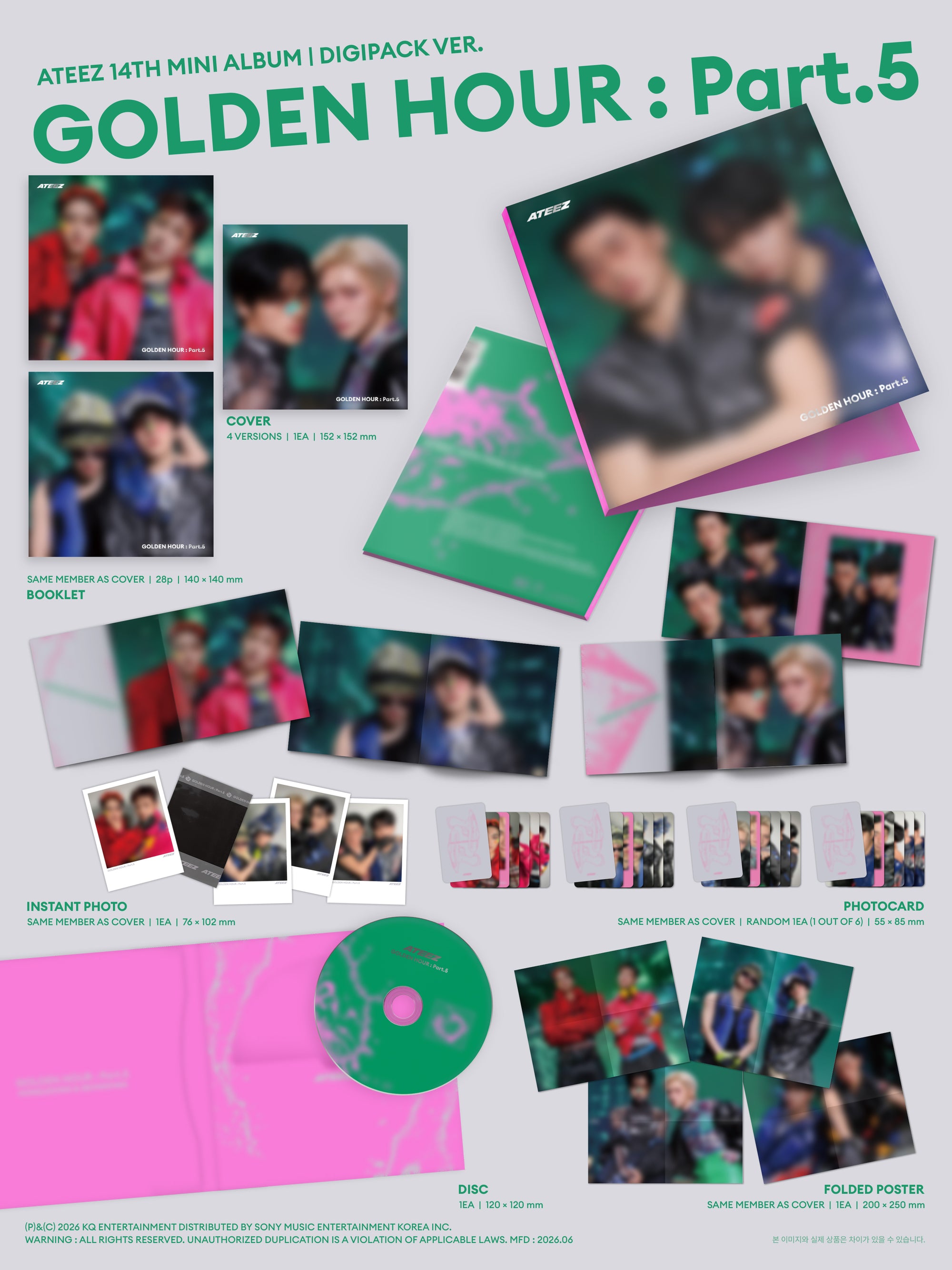 ATEEZ 14TH MINI ALBUM [GOLDEN HOUR : PART.5] (DIGIPACK UNIT VER.)