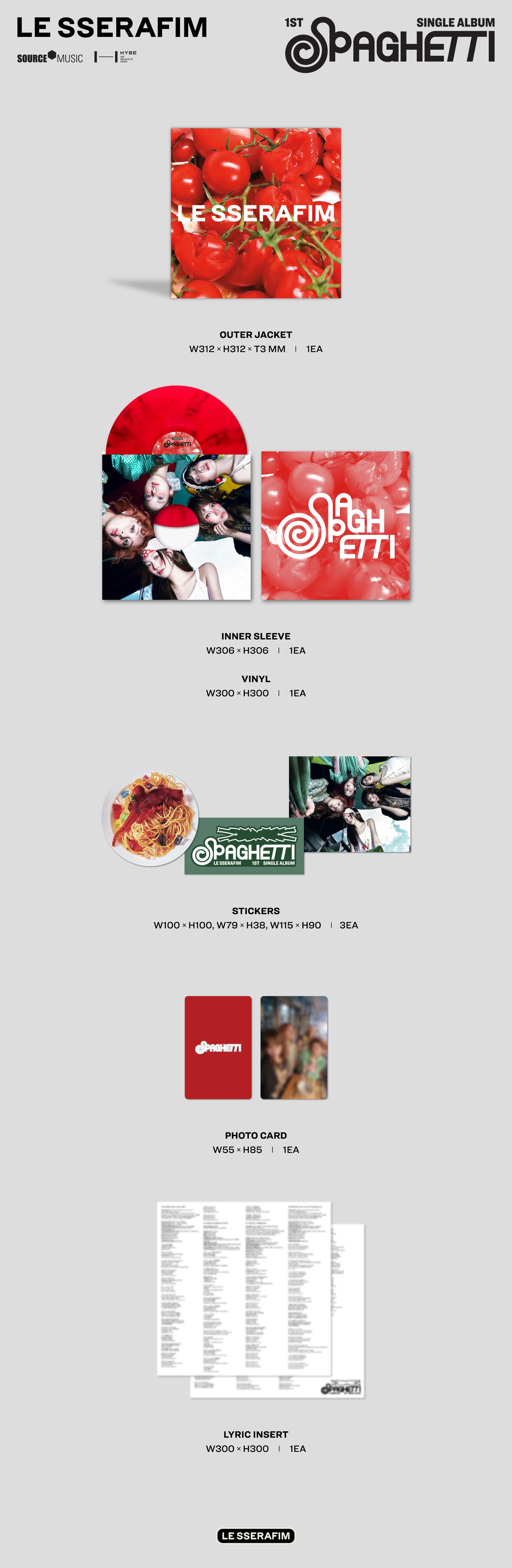 LESSERAFIM 1ST SINGLE ALBUM [SPAGHETTI] LP